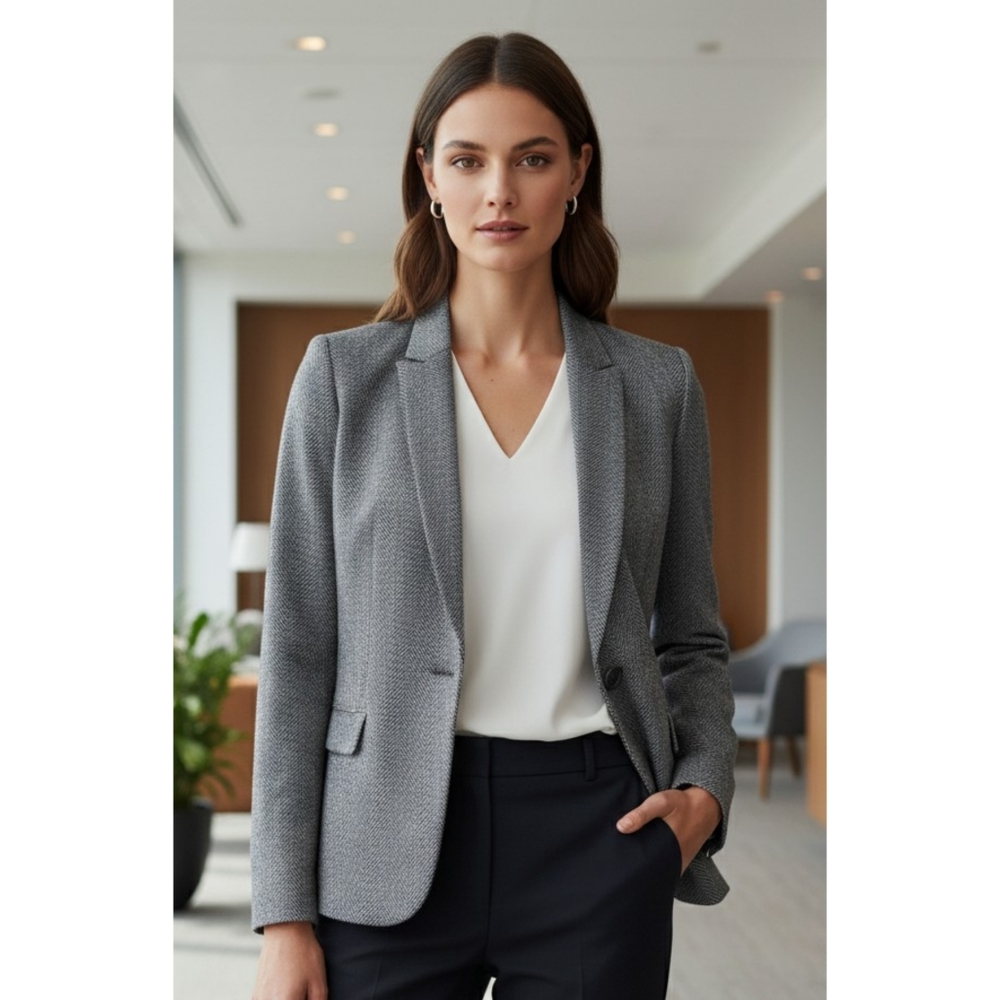 Talbots Aberdeen Herringbone Blazer Gray Size 8P